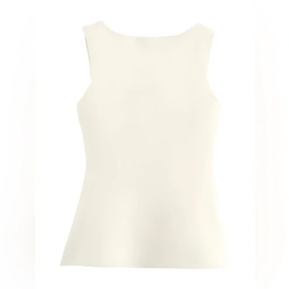NWT Boutique Rosie Cream Sleeveless Button-Up Vest | A-Line Round Neck Top - Picture 3 of 9